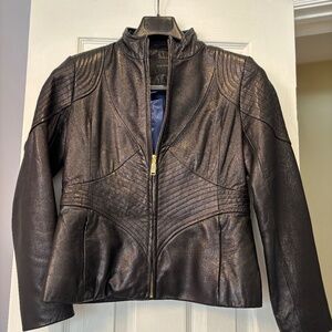 Black leather jacket by Tahari